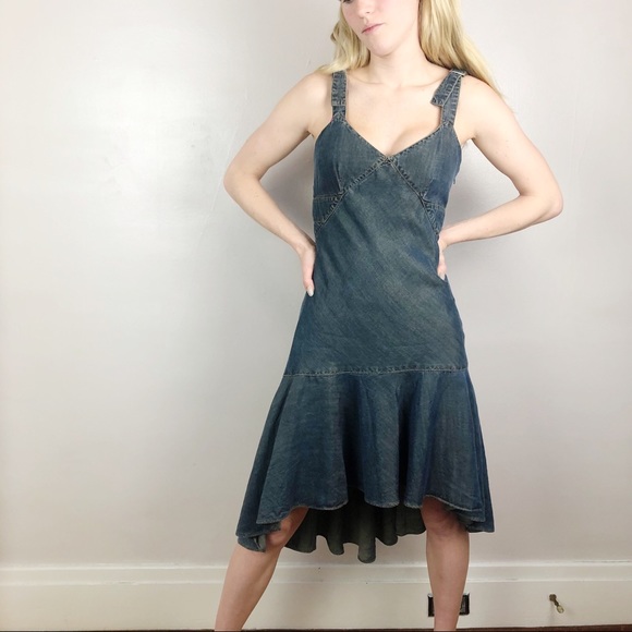 asymmetrical denim dress